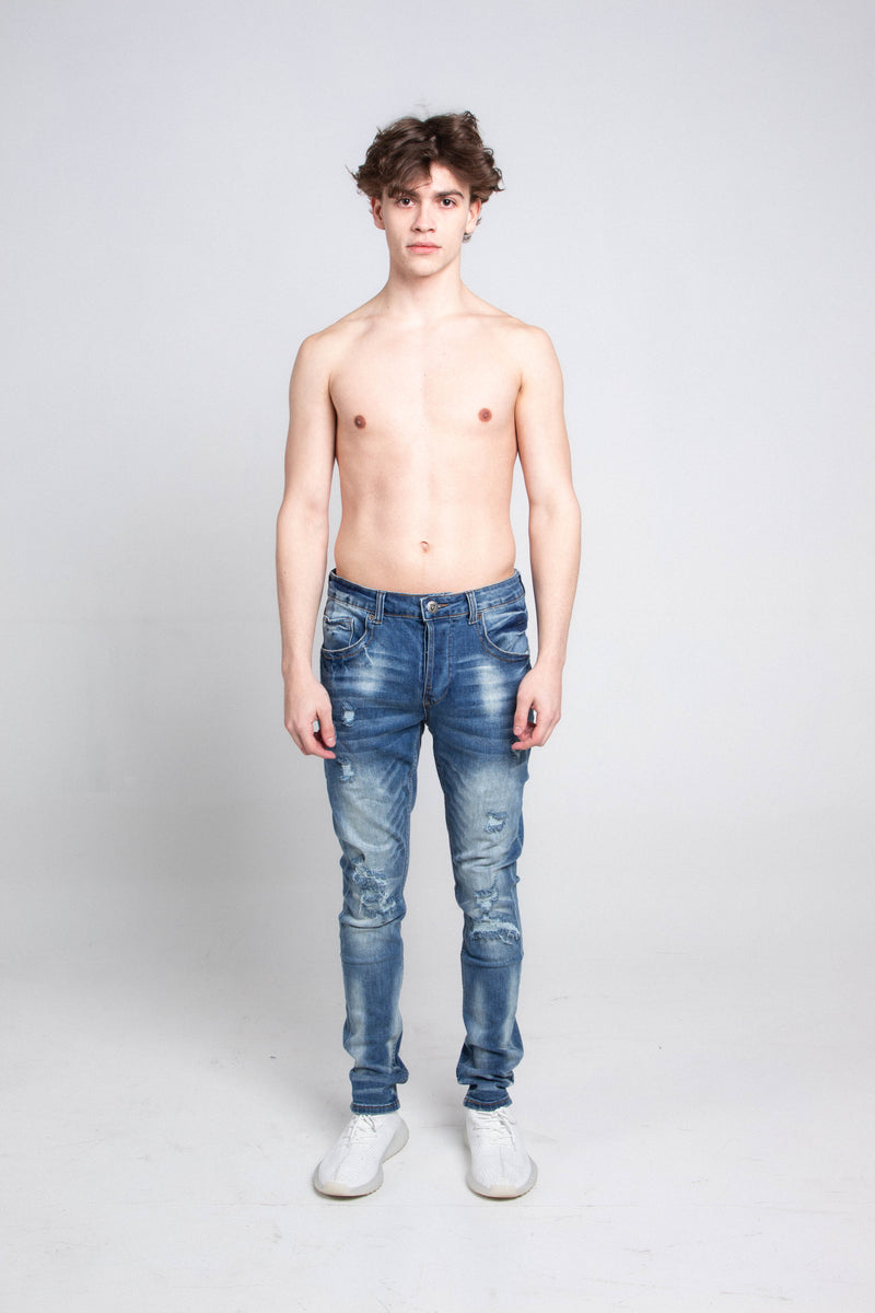 SMALL RIPPED MID-RISE SKINNY JEANS A402