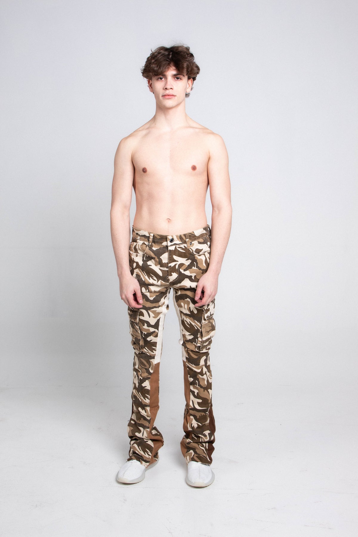 CAMO MID-RISE STACKED PANTS