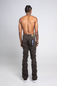 STONE PATCHES MID-RISE STACKED JEANS