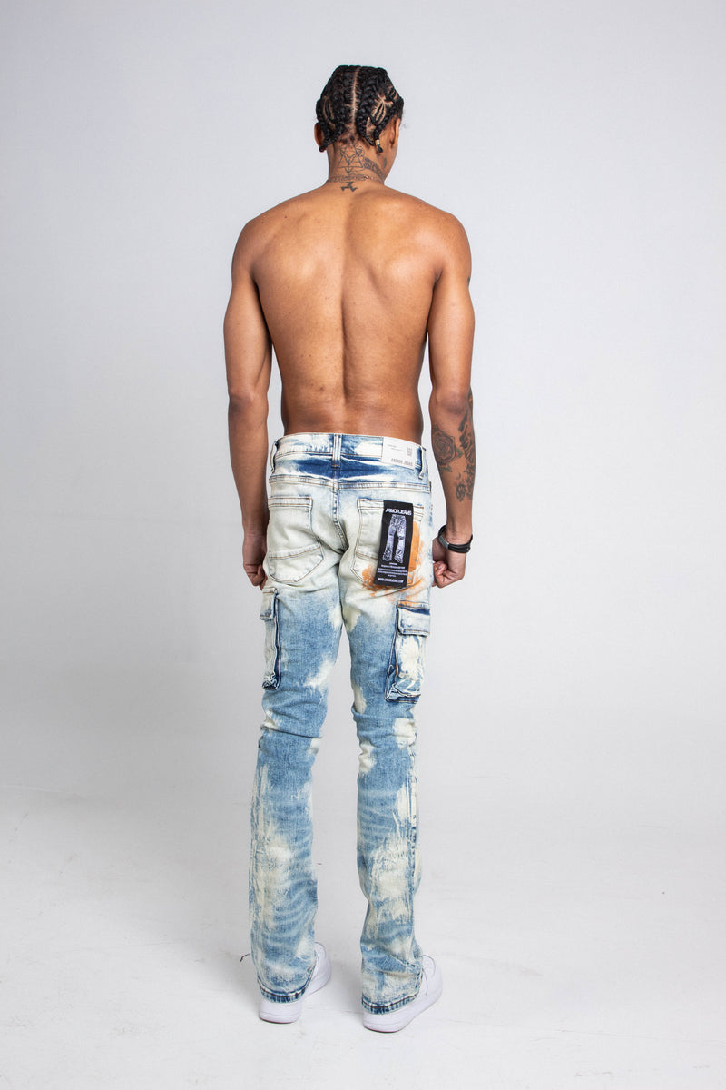 GREY AND WHITE WASH  MID-RISE STACKED JEANS