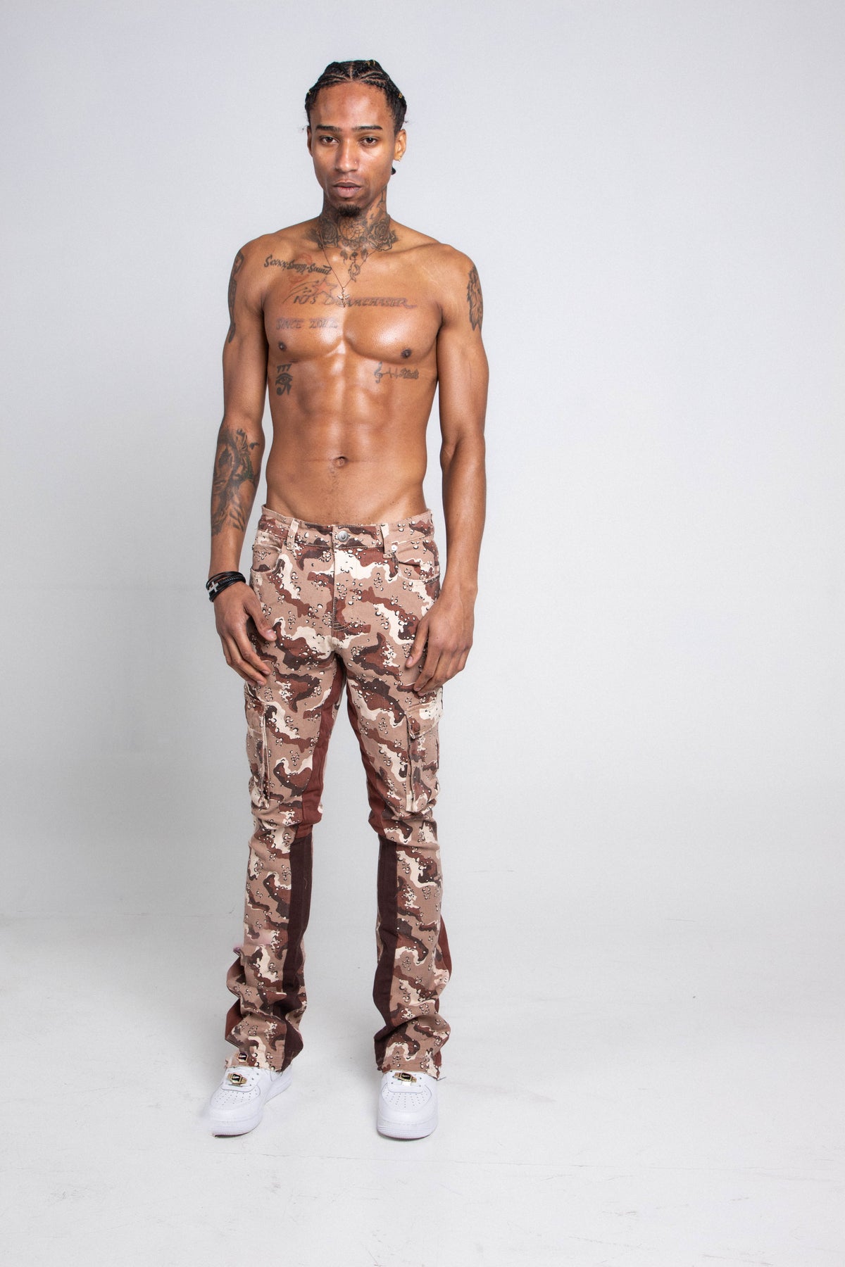 CAMO MID-RISE CARGO PANTS AJS699-8