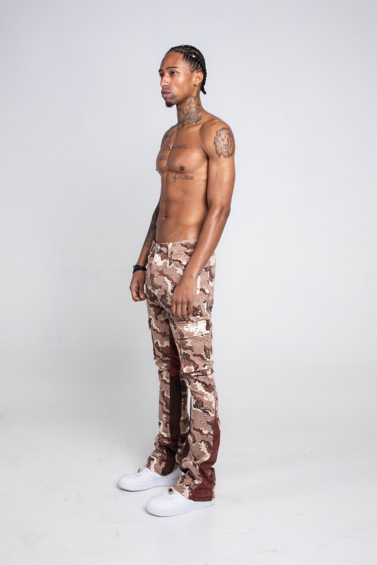 CAMO MID-RISE CARGO PANTS AJS699-8