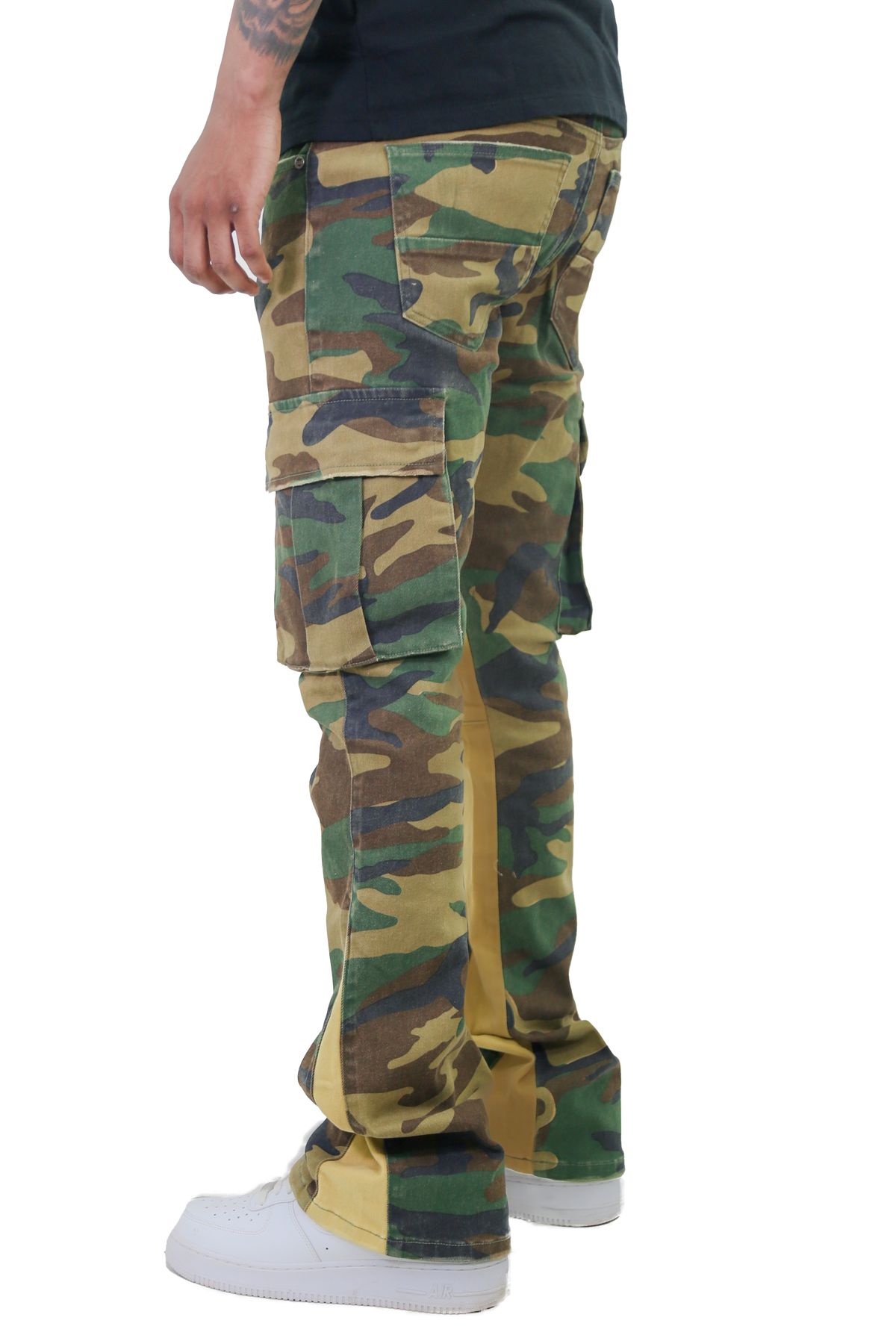 CAMOUFLAGE MID-RISE STACKED JEANS