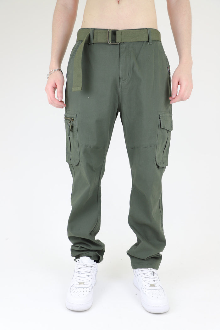 BELT MID-RISE CARGO PANTS