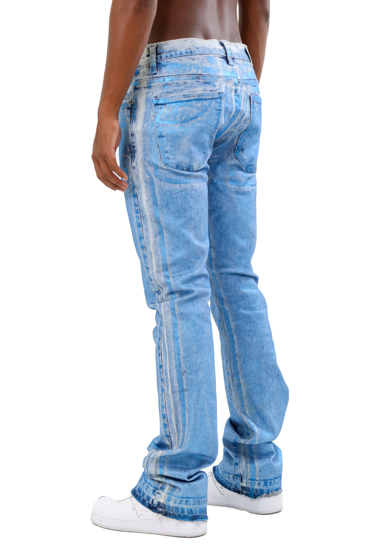 FOIL WASH MID-RISE STACKED JEANS