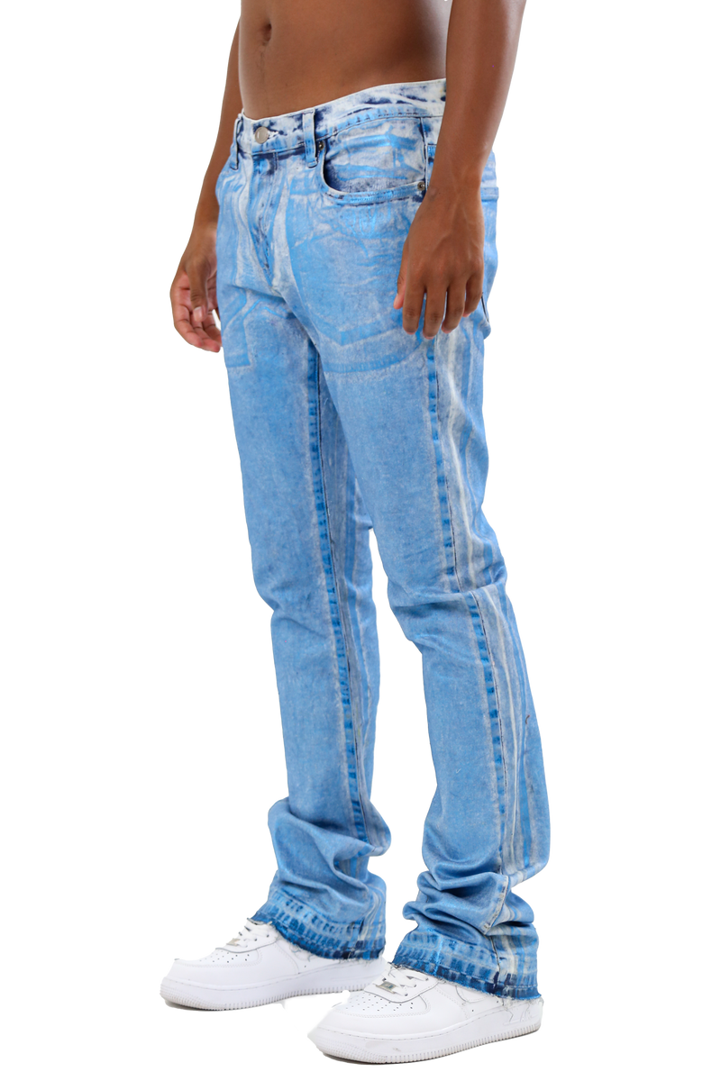 FOIL WASH MID-RISE STACKED JEANS