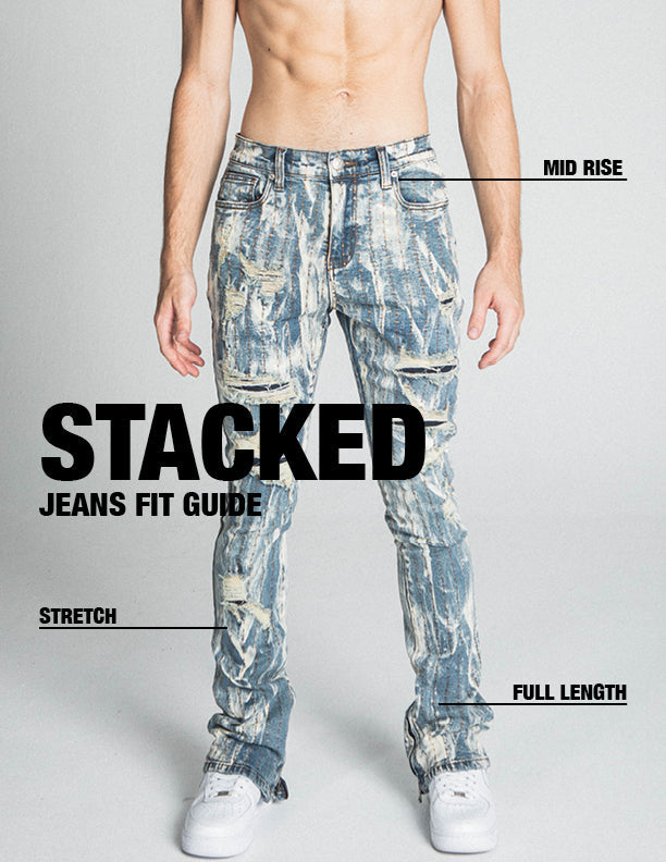 THREAD LINE MID-RISE STACKED JEANS