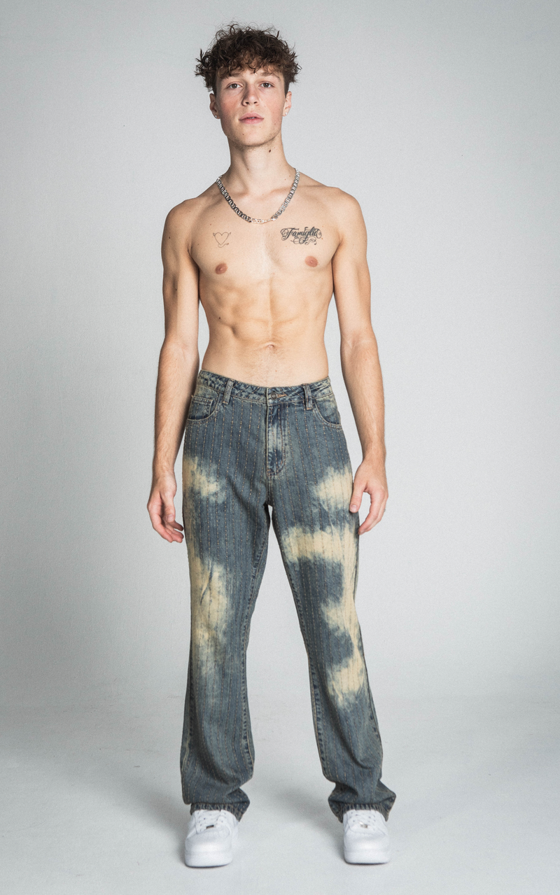 VINTAGE THREAD LINE MID-RISE LOOSE JEANS