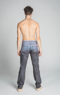 PURPLE FADED WASHED STRAIGHT MID-WAIST JEANS