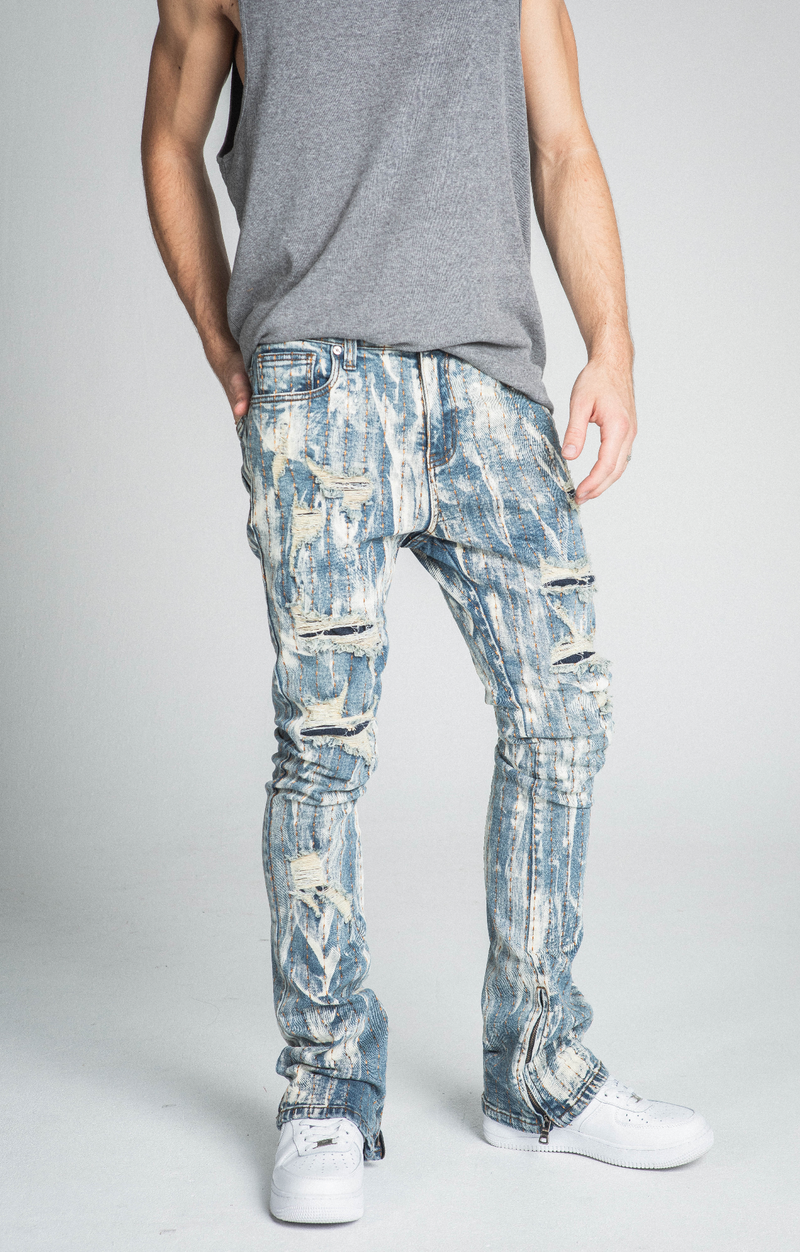 THREAD LINE MID-RISE STACKED JEANS