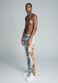 OIL PAINT MID-RISE STACKED JEANS