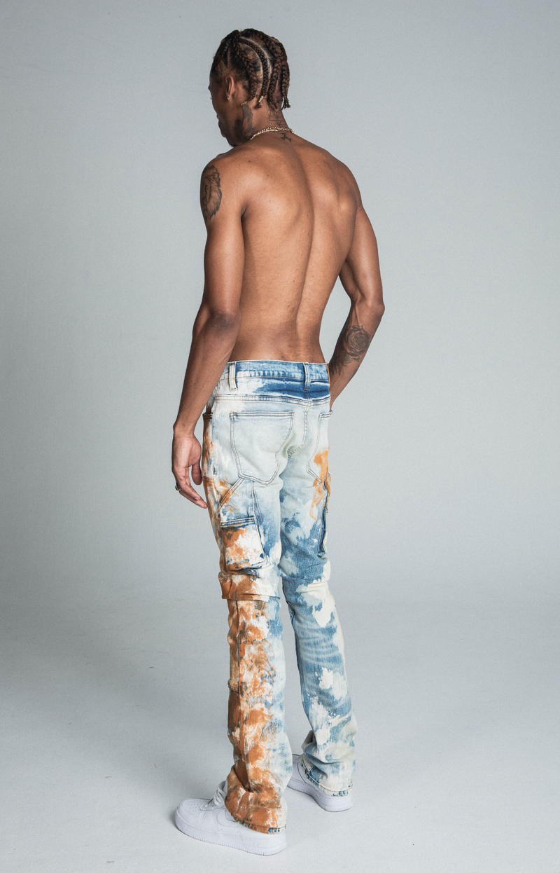 OIL PAINT MID-RISE STACKED JEANS