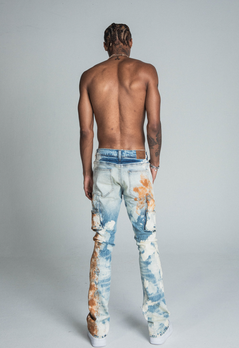 OIL PAINT MID-RISE STACKED JEANS