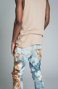 OIL PAINT MID-RISE STACKED JEANS