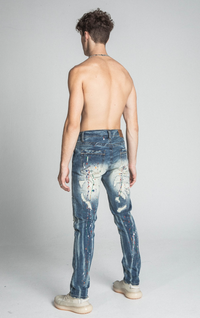 SPLASH PRINT MID-RISE VINTAGE SLIM JEANS