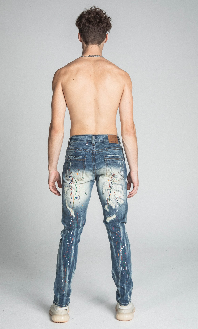 SPLASH PRINT MID-RISE VINTAGE SLIM JEANS