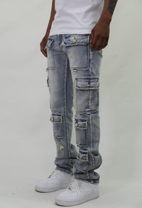 MULTI POCKET MID-RISE STACKED JEANS