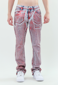 FOIL WASH MID-RISE STACKED JEANS