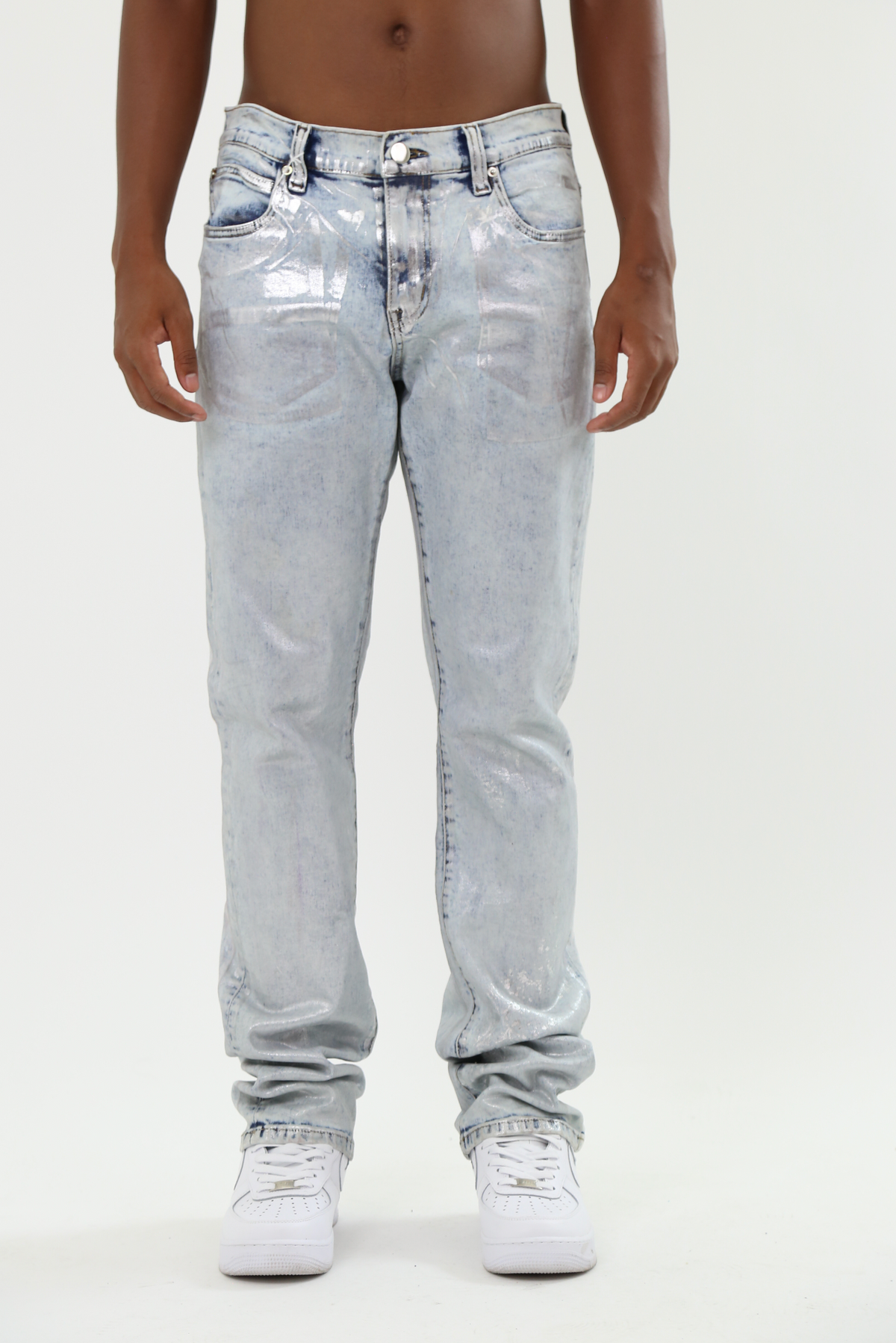MULTI POCKET MID-RISE STACKED JEANS