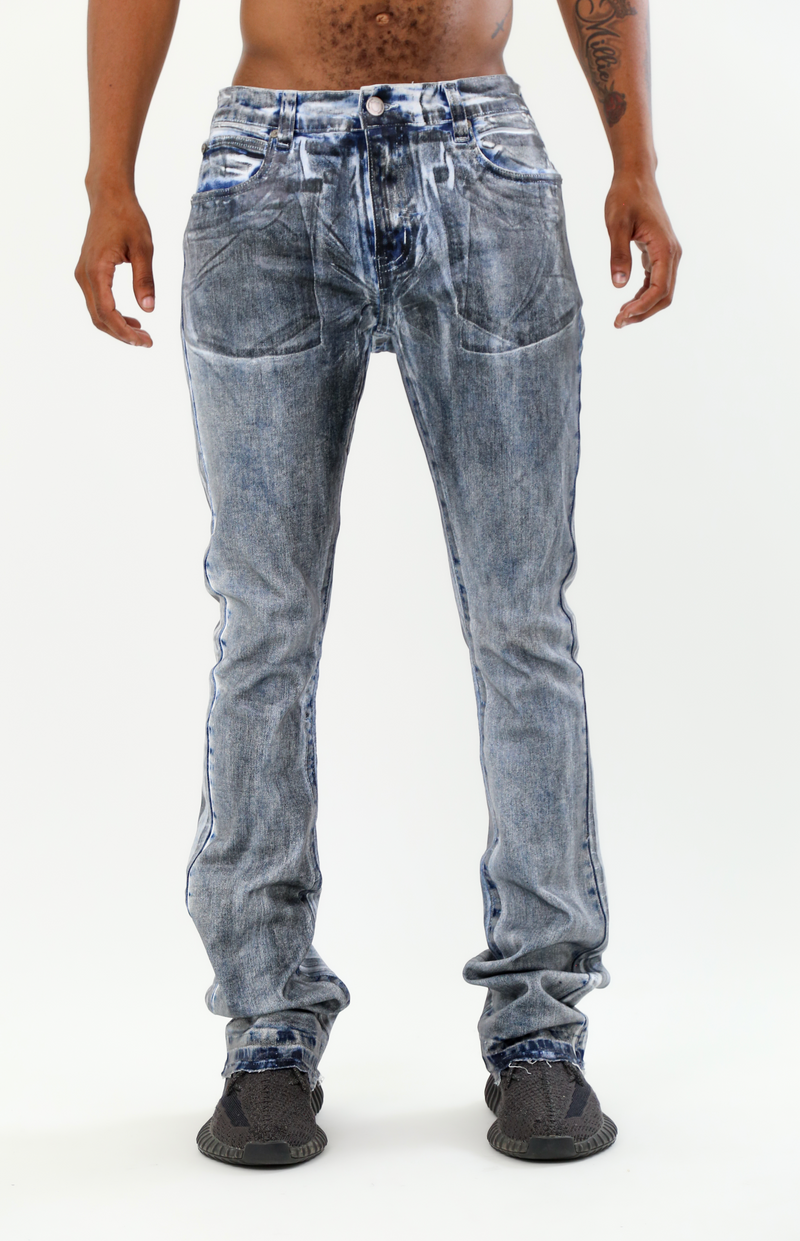 FOIL WASH MID-RISE STACKED JEANS