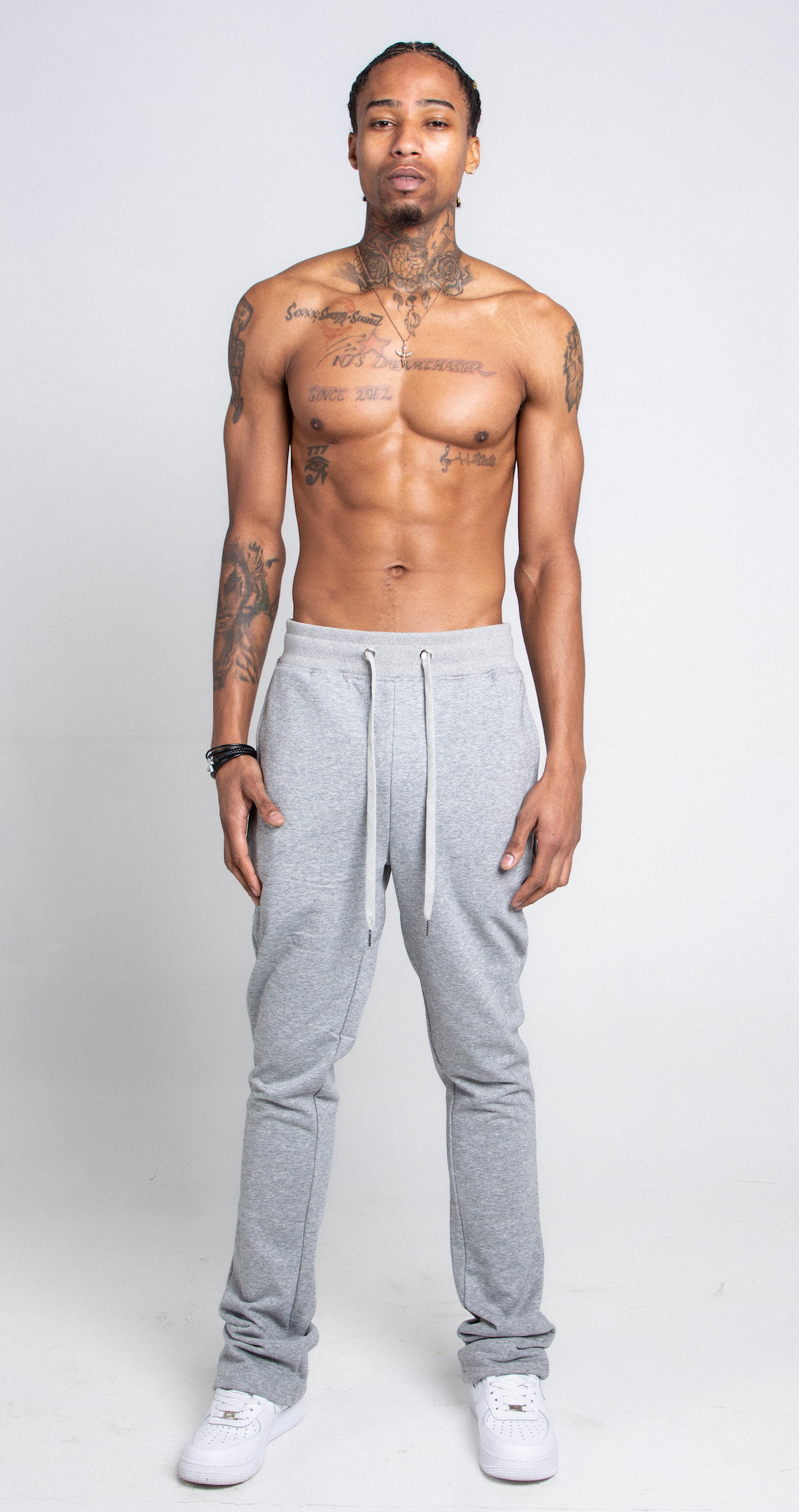 MULTI-COLOR MID-RISE STACKED SWEATPANTS