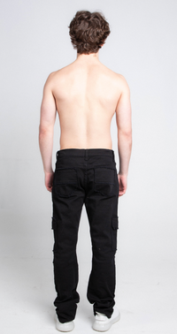 MULTI POCKET MID-RISE STACKED JEANS