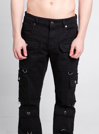 MULTI POCKET MID-RISE STACKED JEANS